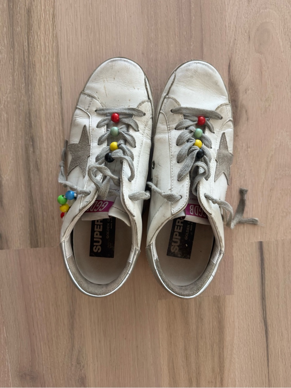 Golden Goose with Multicolor Bead Detail